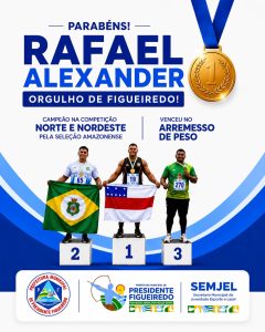 Medalha de ouro destaca evolução esportiva de Presidente Figueiredo